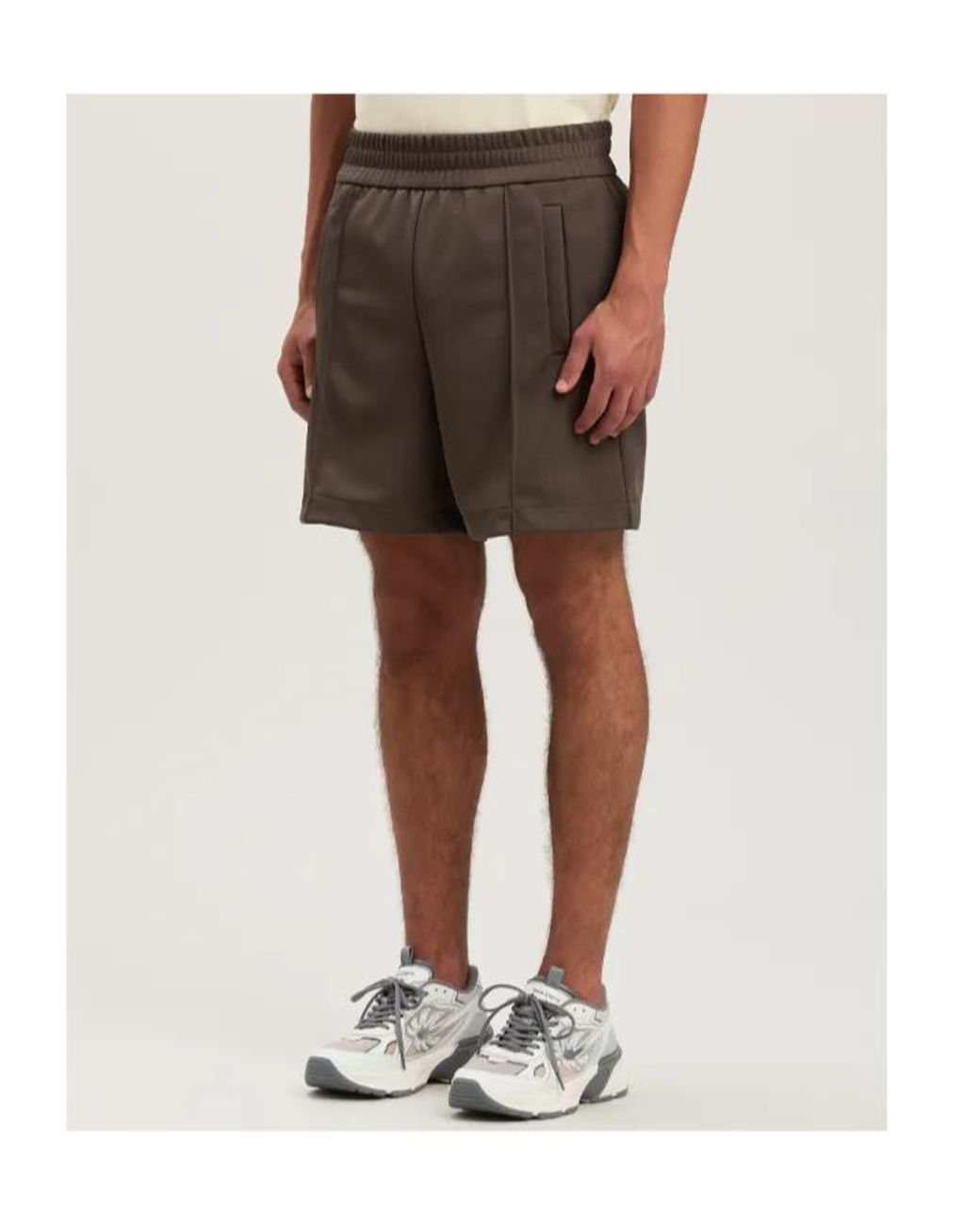 Palm Angels Brown Curved Logo Track Shorts for men