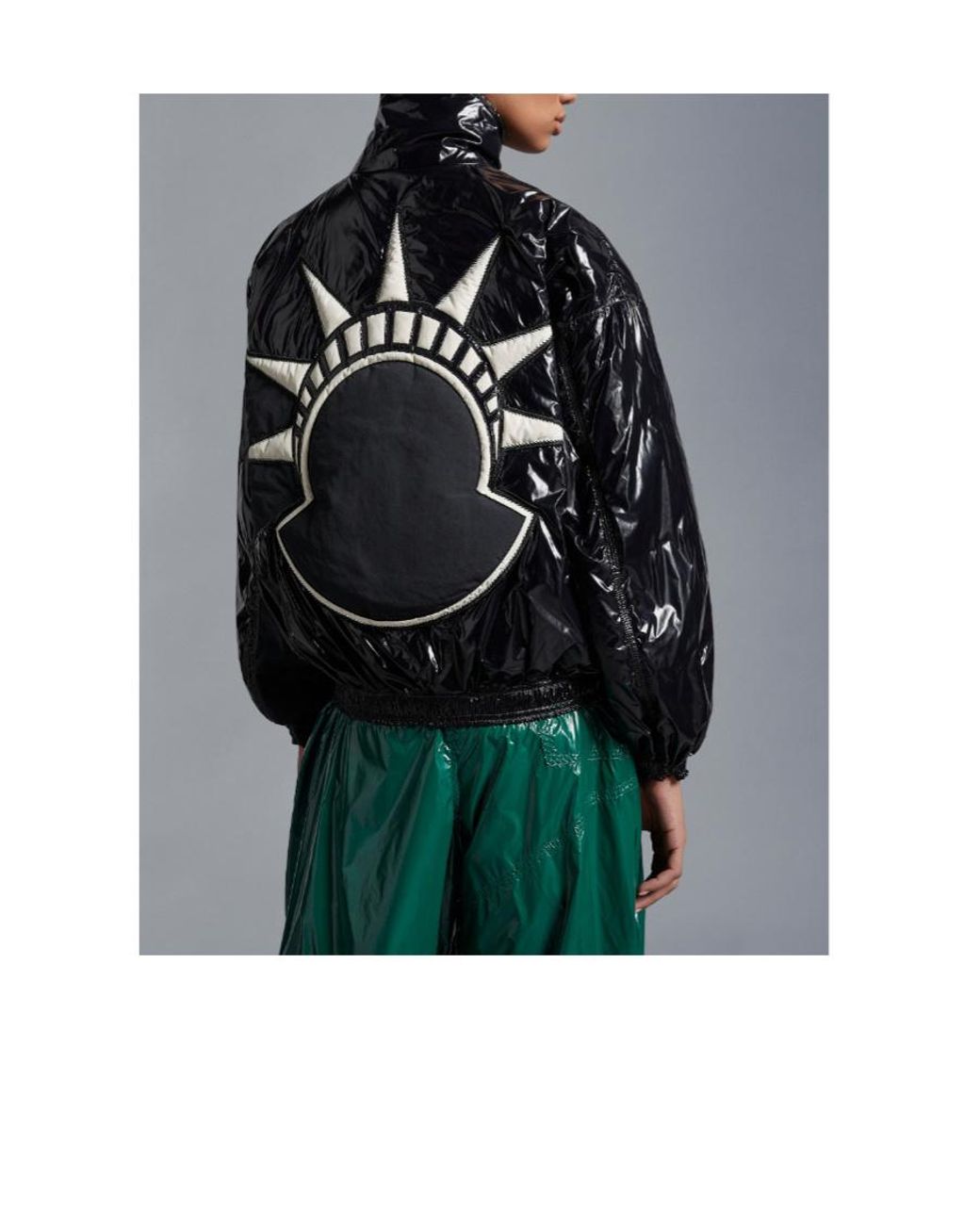 Moncler Black X Alicia Keys Logo Patch Padded Jacket for men