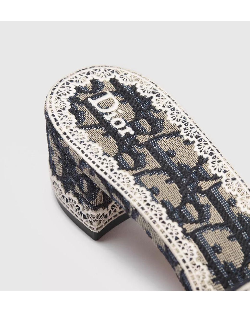 Dior White Dentelle Heeled Slide