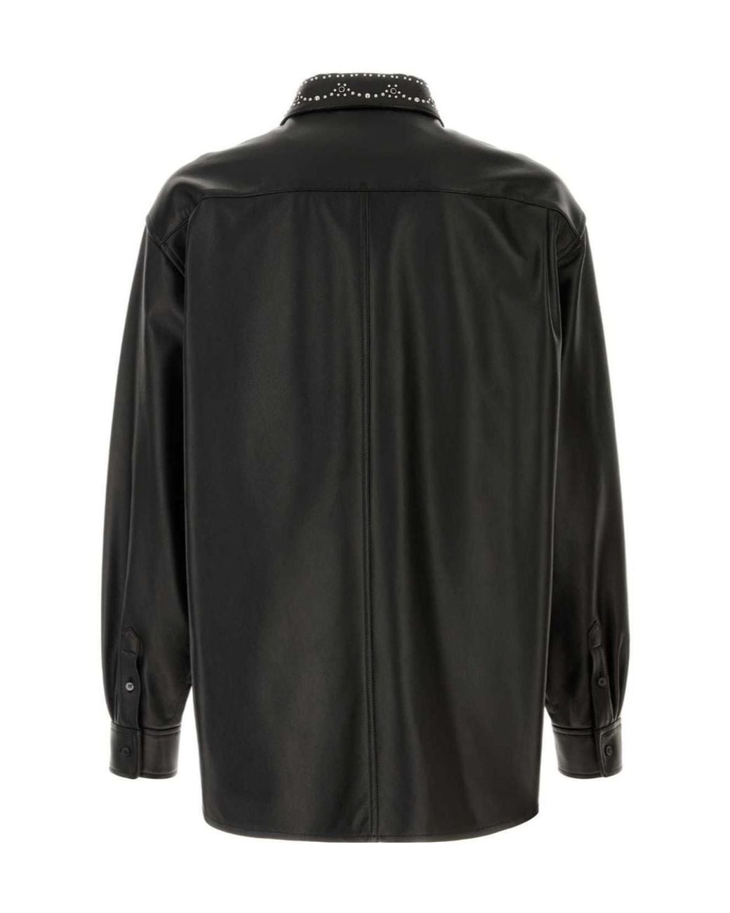 Marni Black Studded Collar Leather Shirt for men