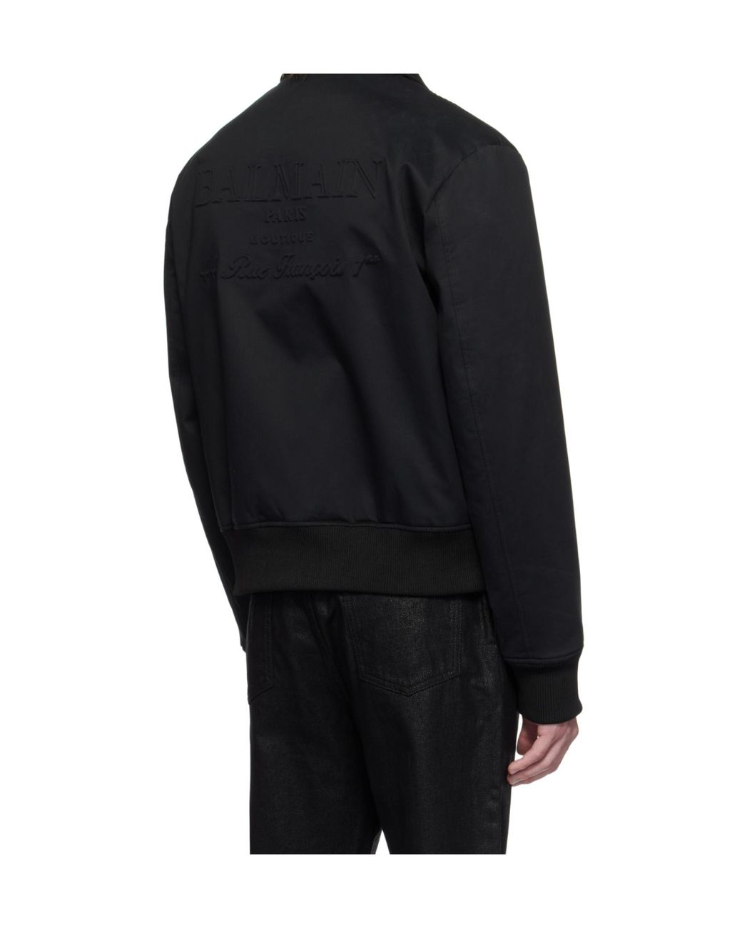 Balmain Black Cotton Bomber Jacket With Vintage Logo for men