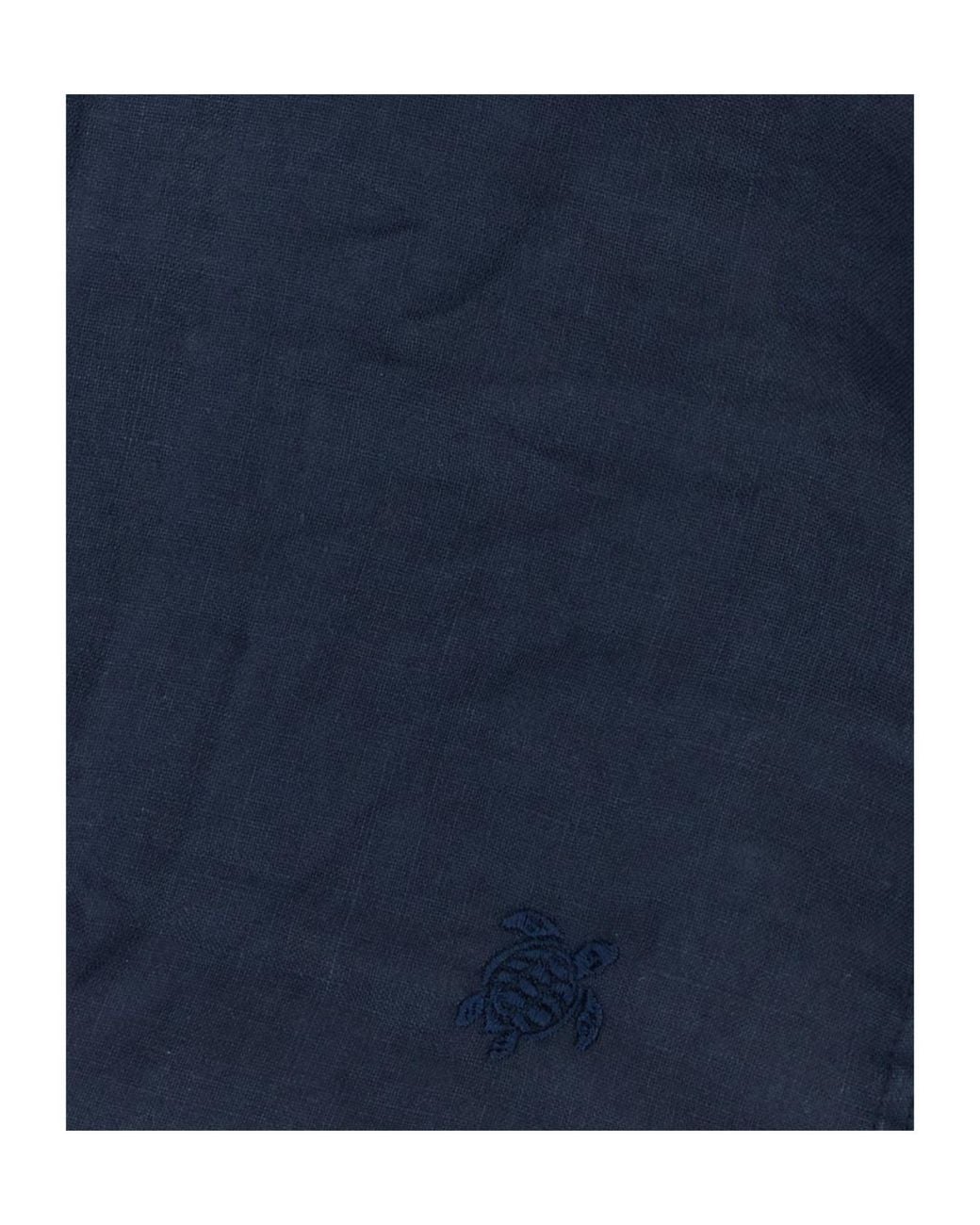 Vilebrequin Blue Long Sleeve Pocket Linen Shirt for men