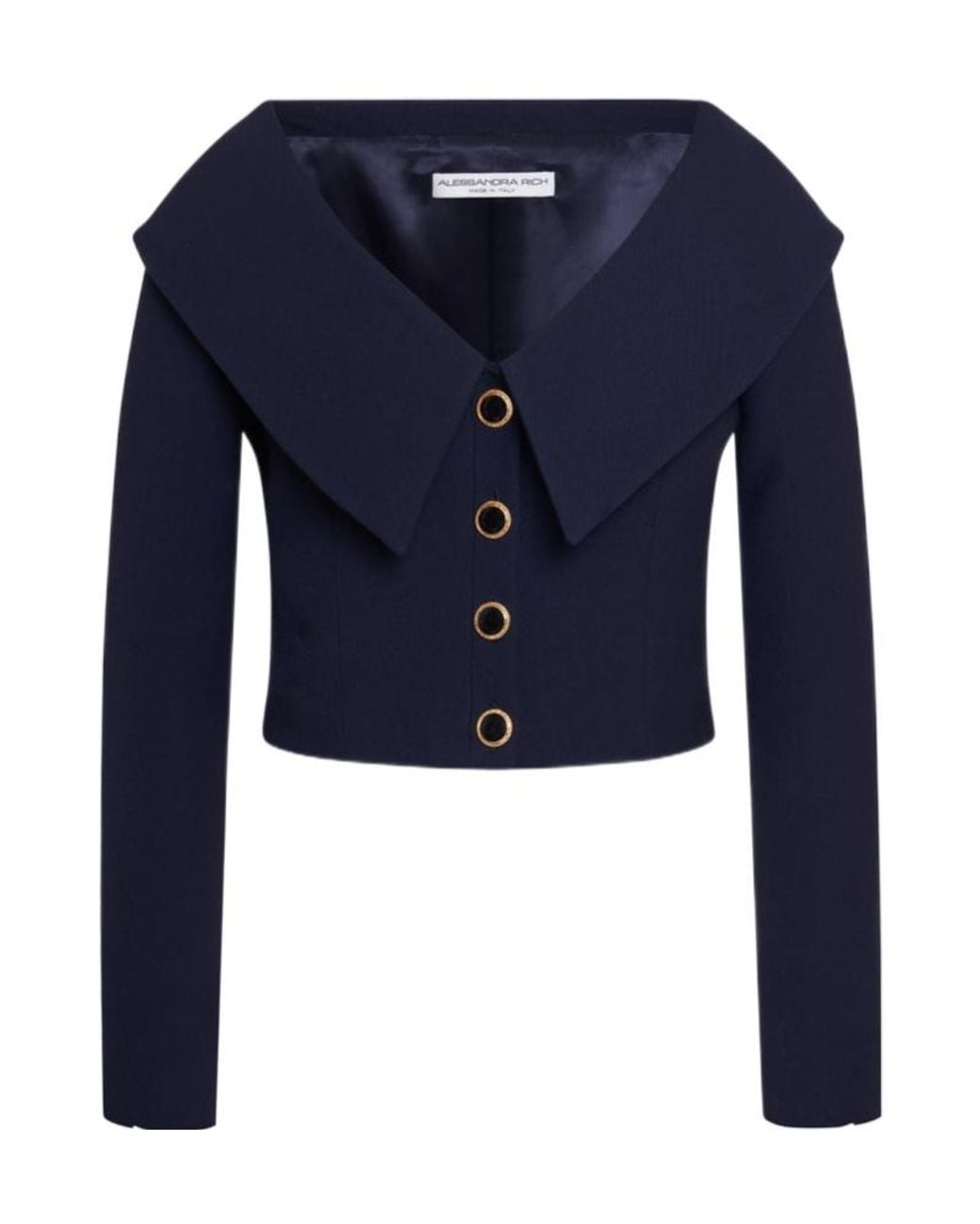 Alessandra Rich Blue Off-Shoulder Tailored Blazer