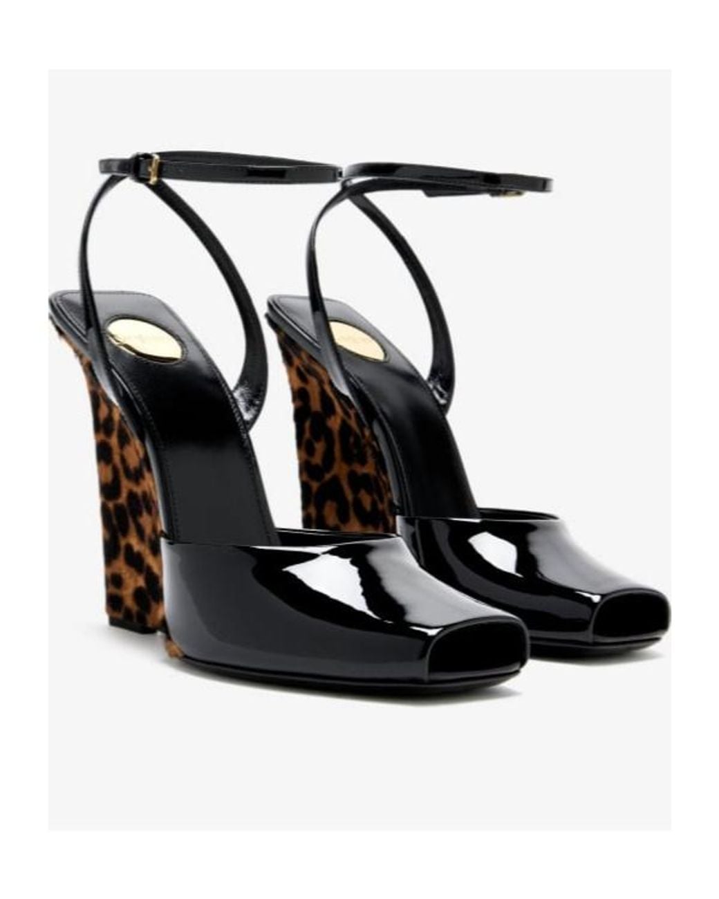 Saint Laurent Black La Scandale Wedge Sandals