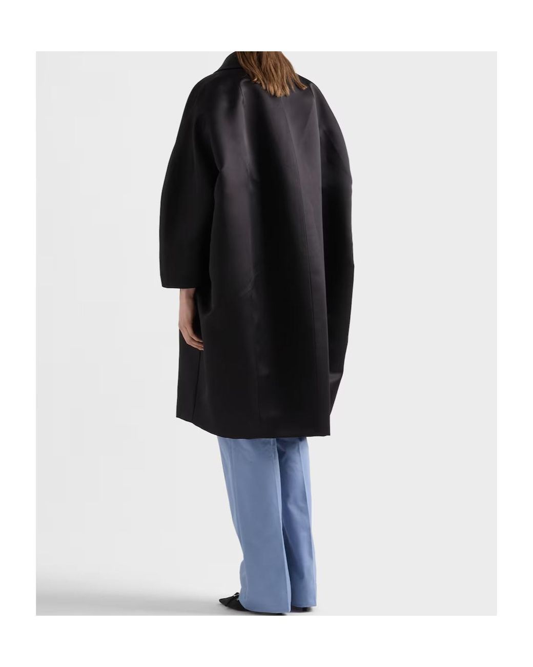 Prada Black Single-Breasted Double Satin Coat
