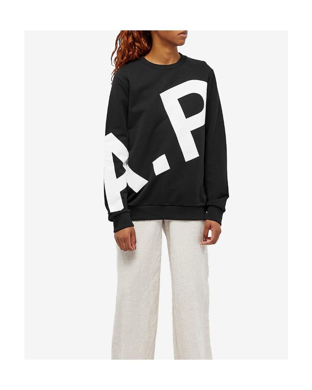 A.P.C. Black Logo-Printed Crewneck Sweatshirt