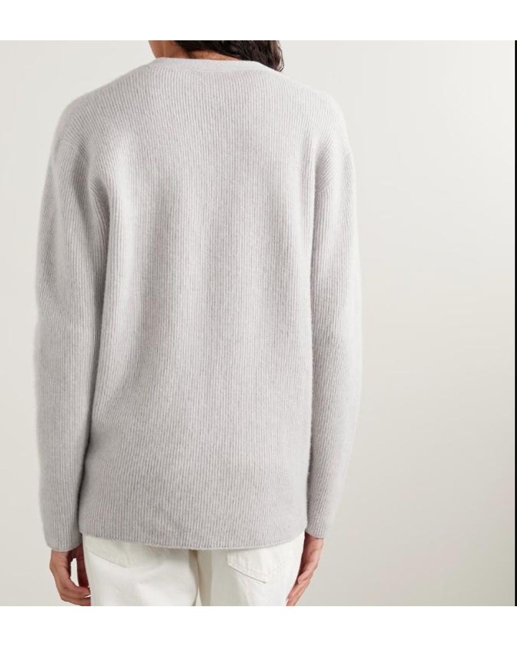 The Row White Maser Ribbed Cashmere Cardigan