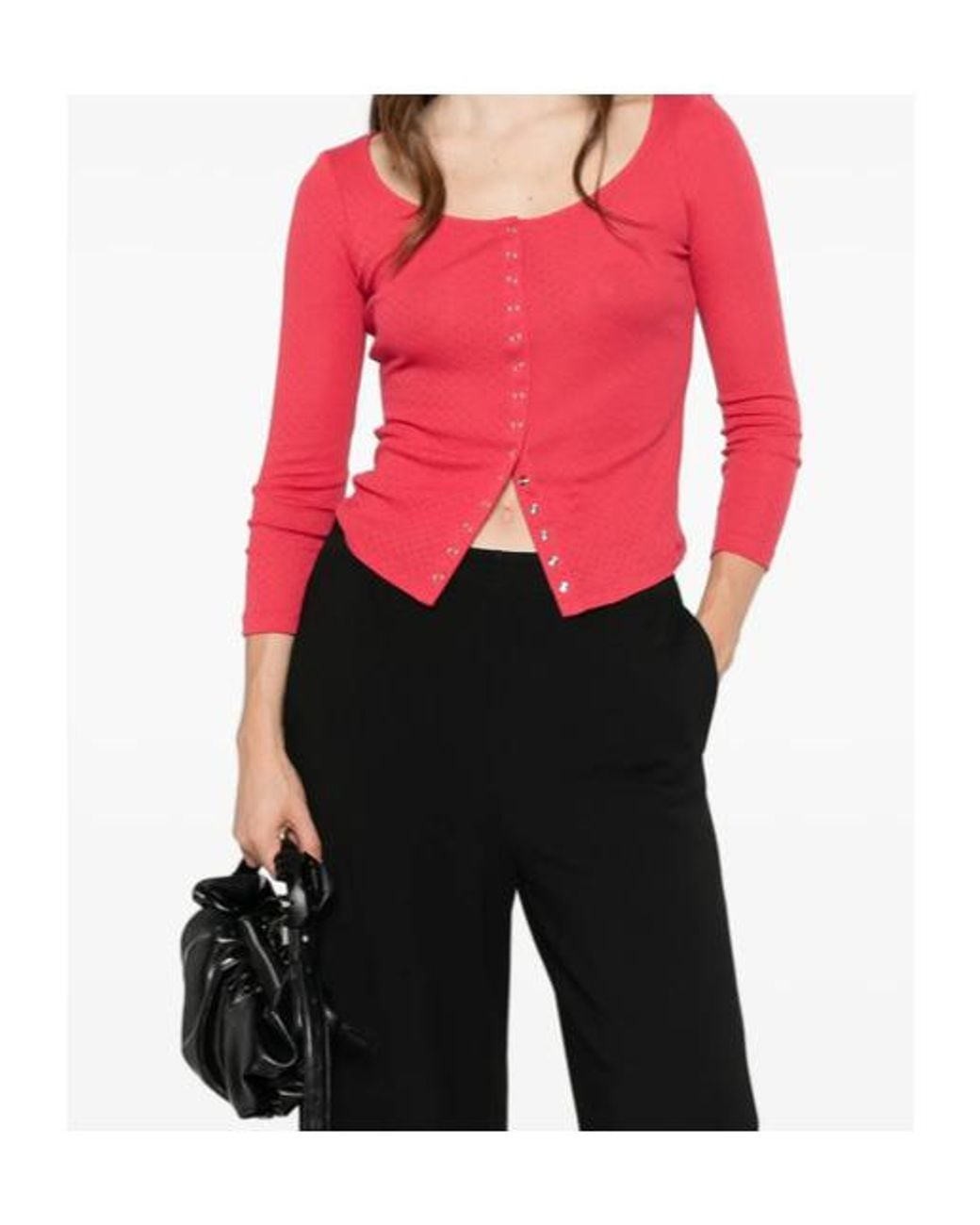 Re/done Red Crew-Neck Cardigan