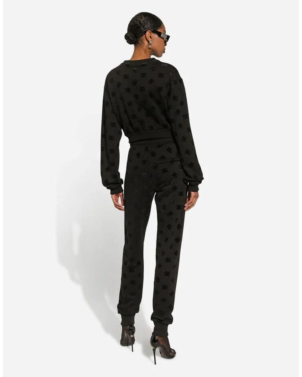 Dolce & Gabbana Black Monogram Jacquard Sweatpants