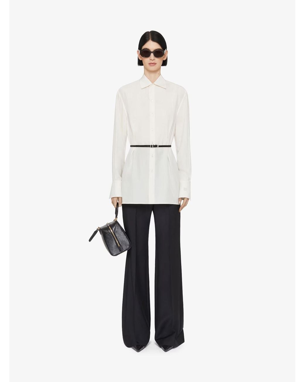 Givenchy White Voyou Belted Shirt