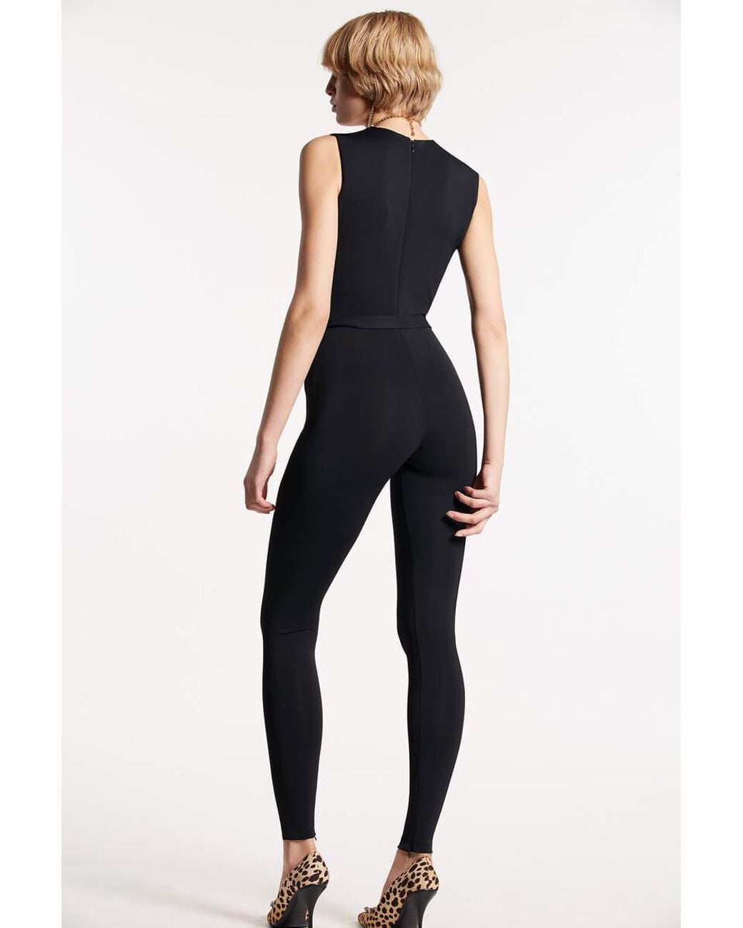 DSquared² Black Plunge-Neck Sleeveless Jumpsuit