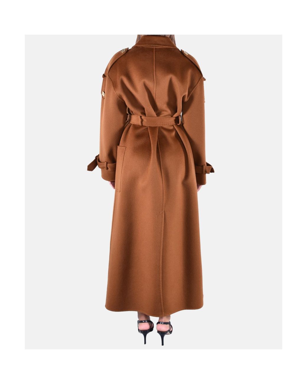 Elisabetta Franchi Brown Belted Double-Breasted Coat