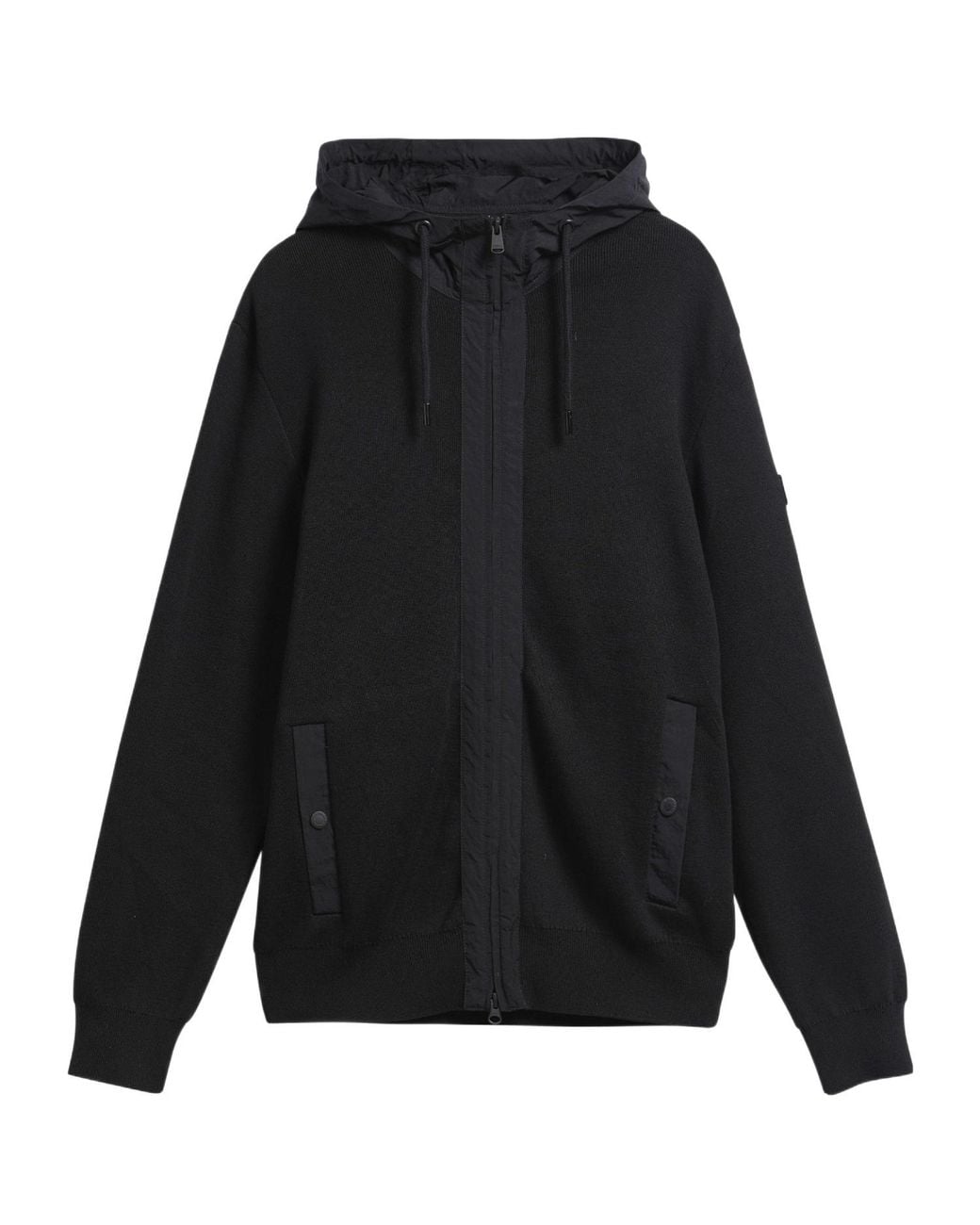Barbour Black Long Sleeve Hooded Zip Knit Jacket for men