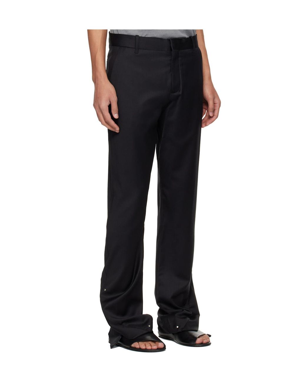 HELIOT EMIL Black Derby Tailored Belt Loop Wool Casual Pants for men