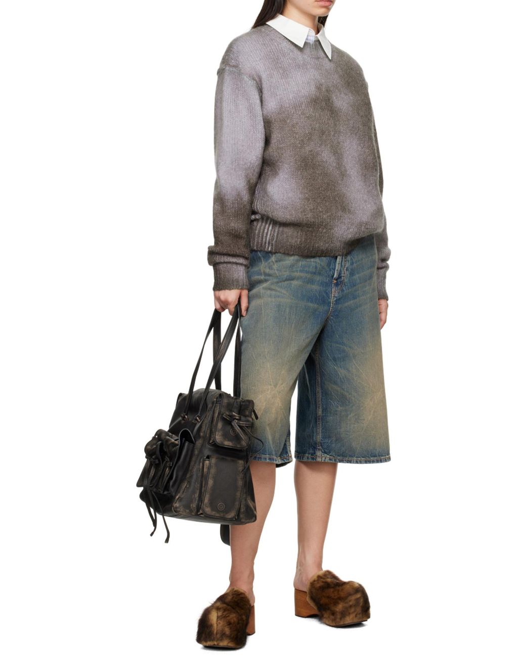 Acne Gray Sprayed Knit Jumper