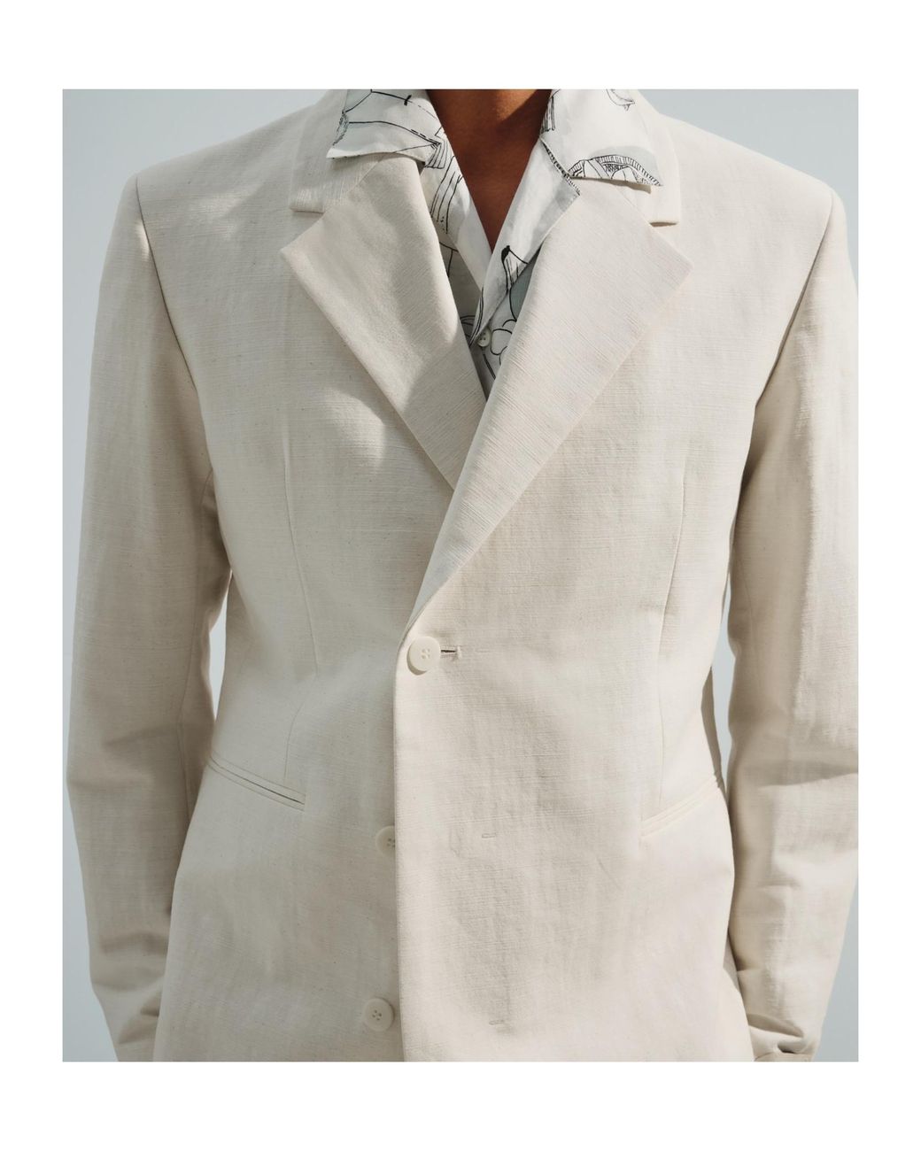 Jacquemus White Collared Button Blazer for men