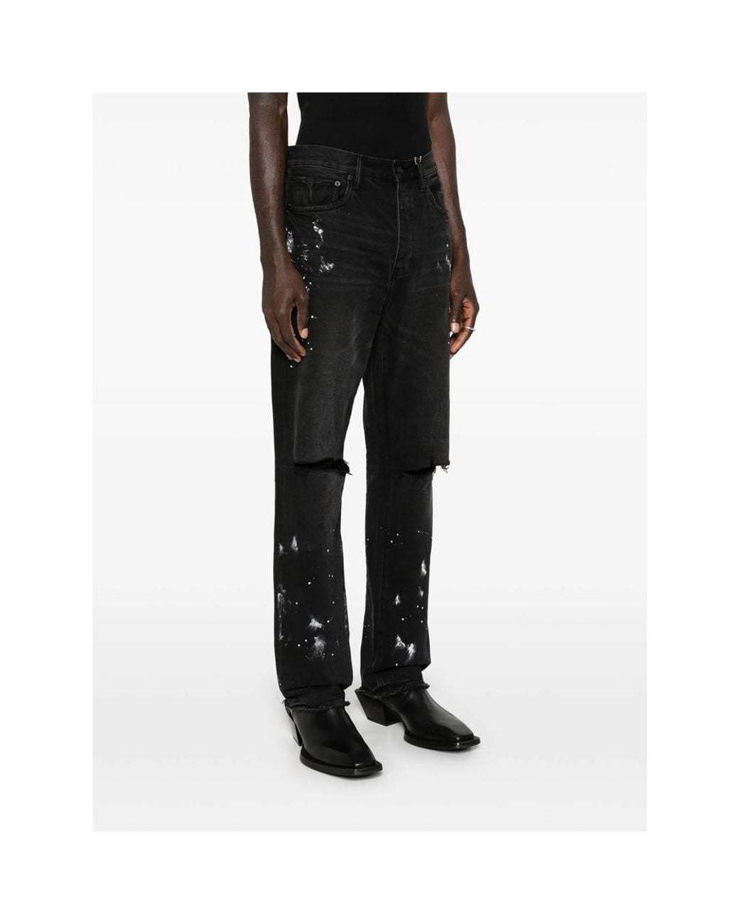 Purple Brand Black Belt Loop Jeans for men
