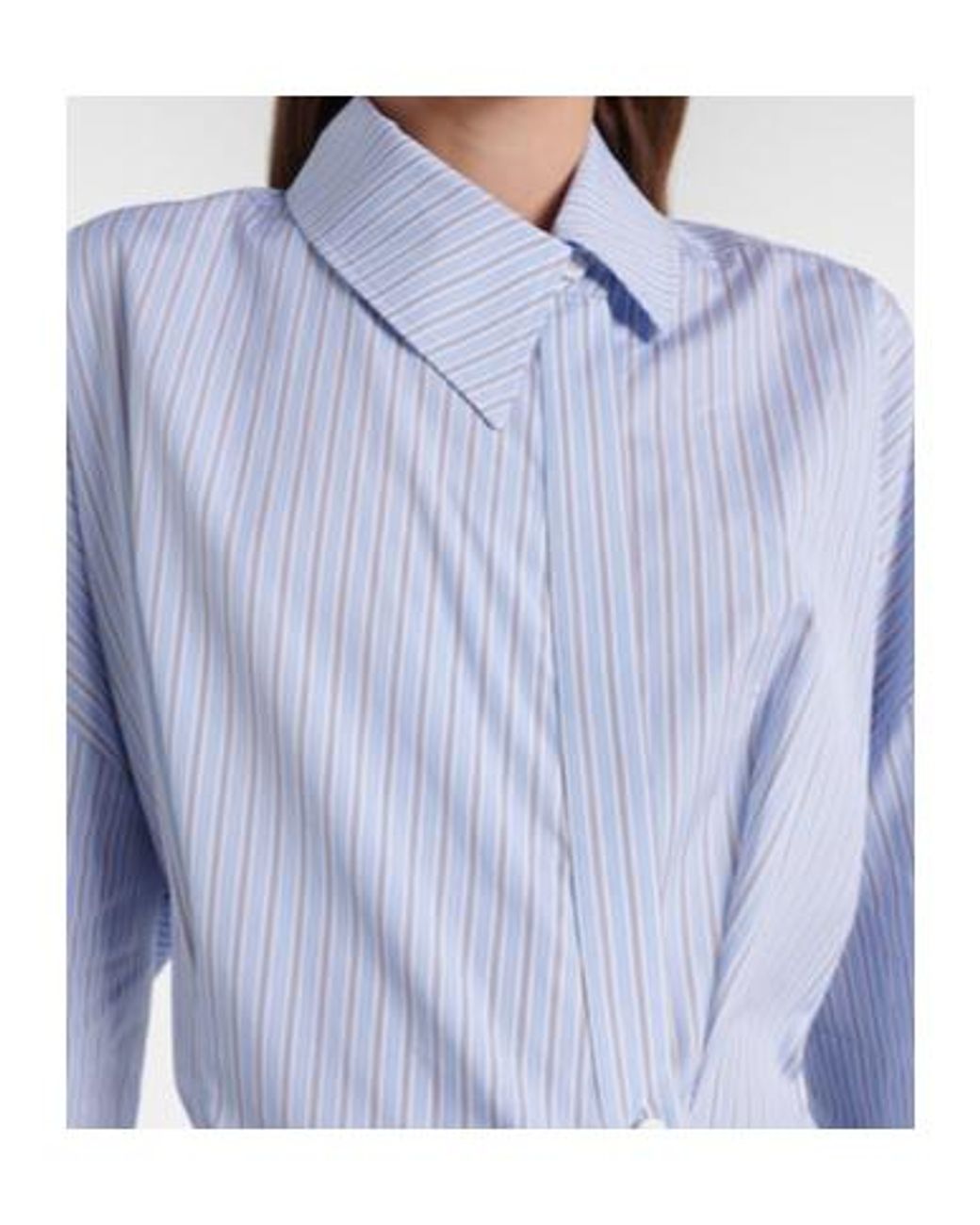 The Attico Blue Gathered Striped Cotton Shirt Dress