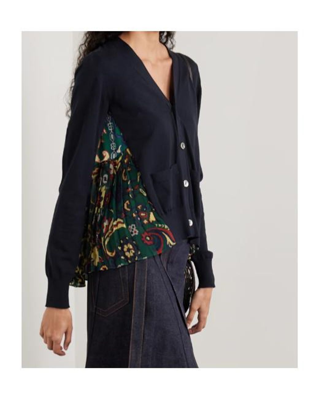 Sacai Blue Floral Print Cardigan