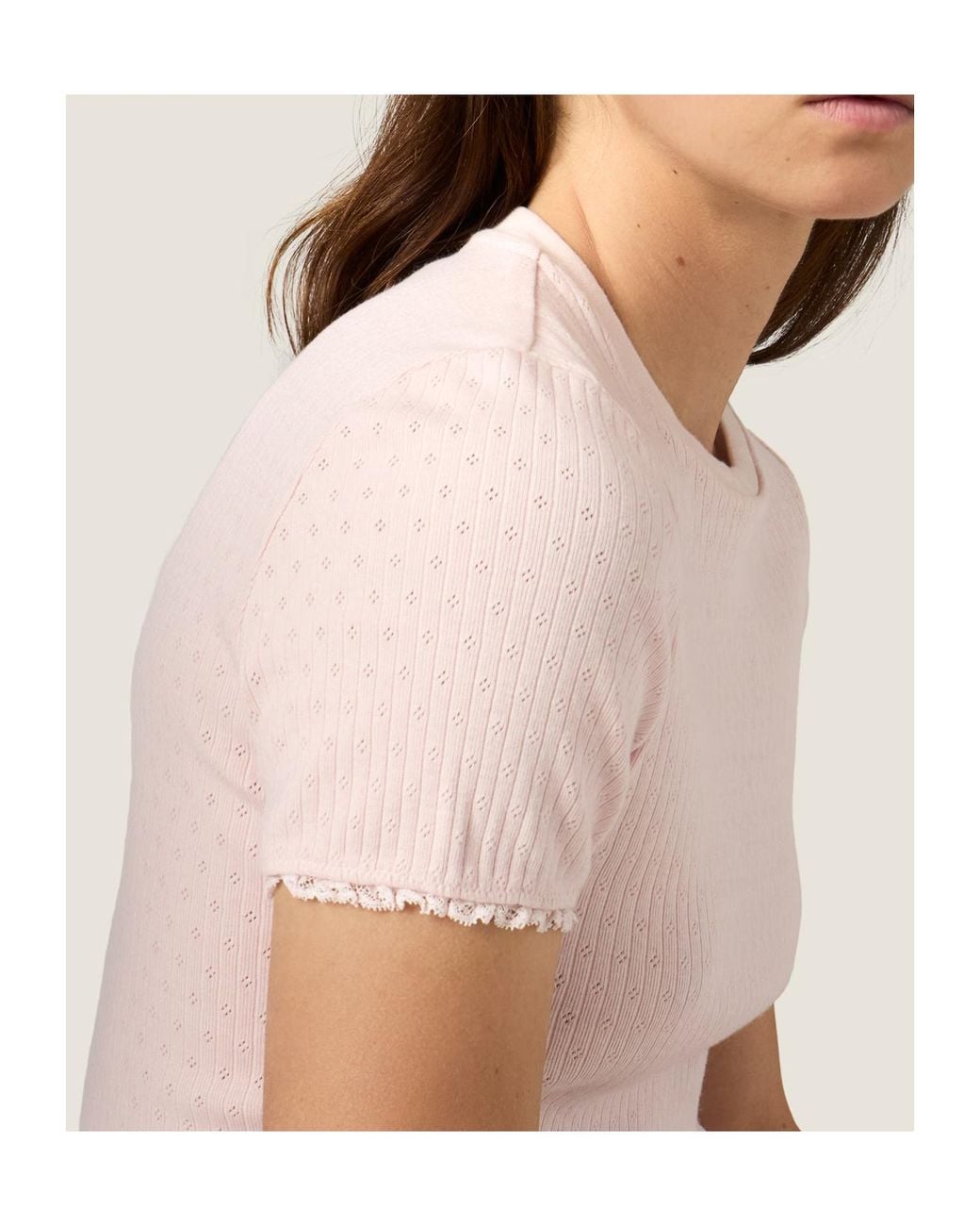 Miu Miu Pink Pointelle Cotton T-Shirt