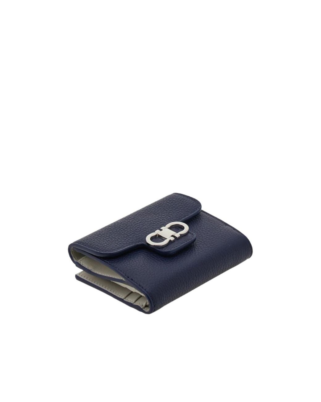 Ferragamo Blue Gancini Compact Wallet