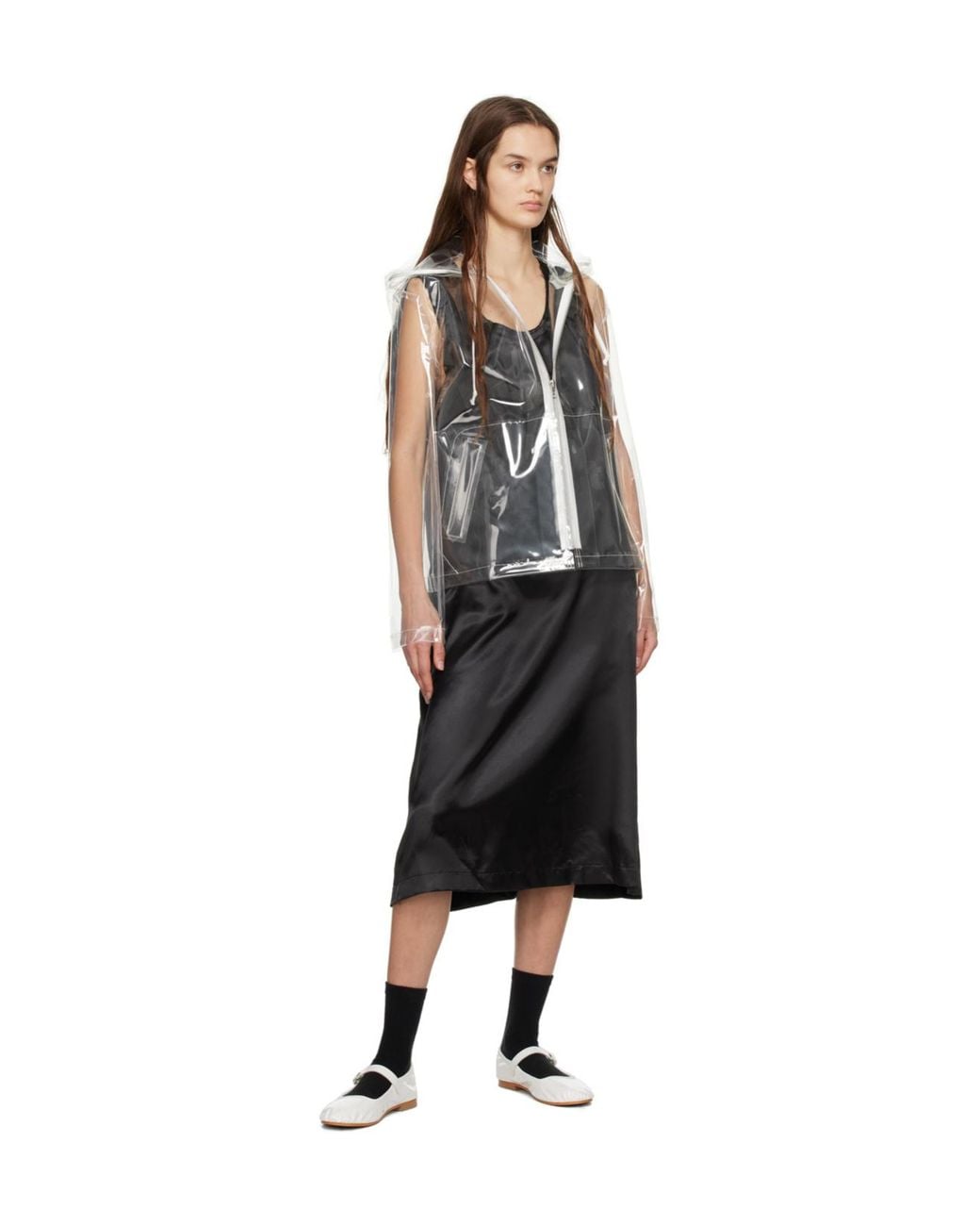 Comme des Garçons Black Slogan-Print Transparent Jacket