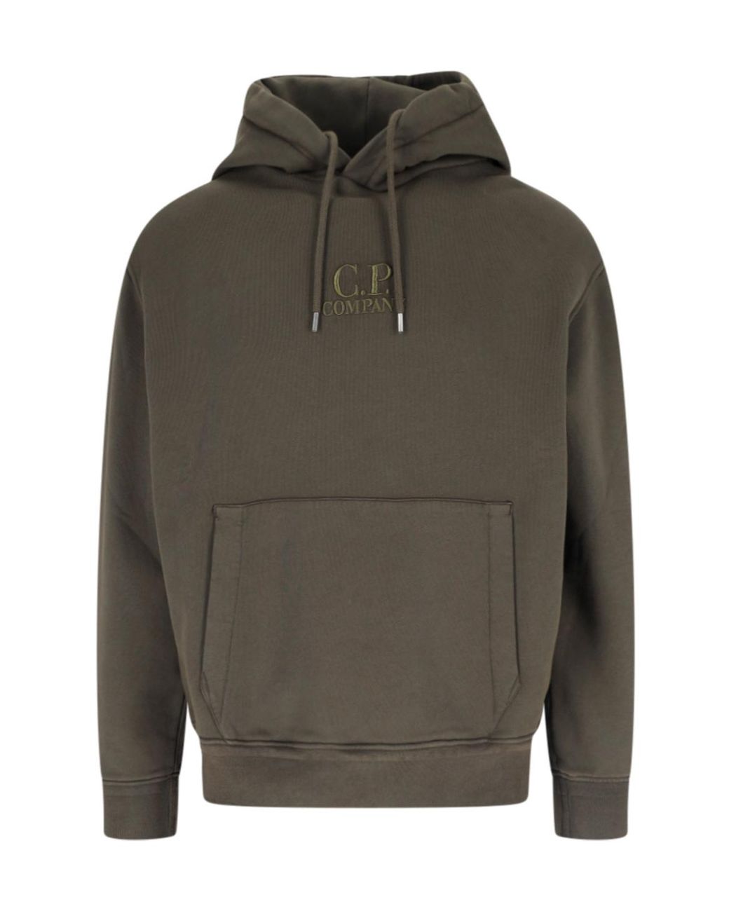 C P Company Green Logo Hooded Sweatshirt for men