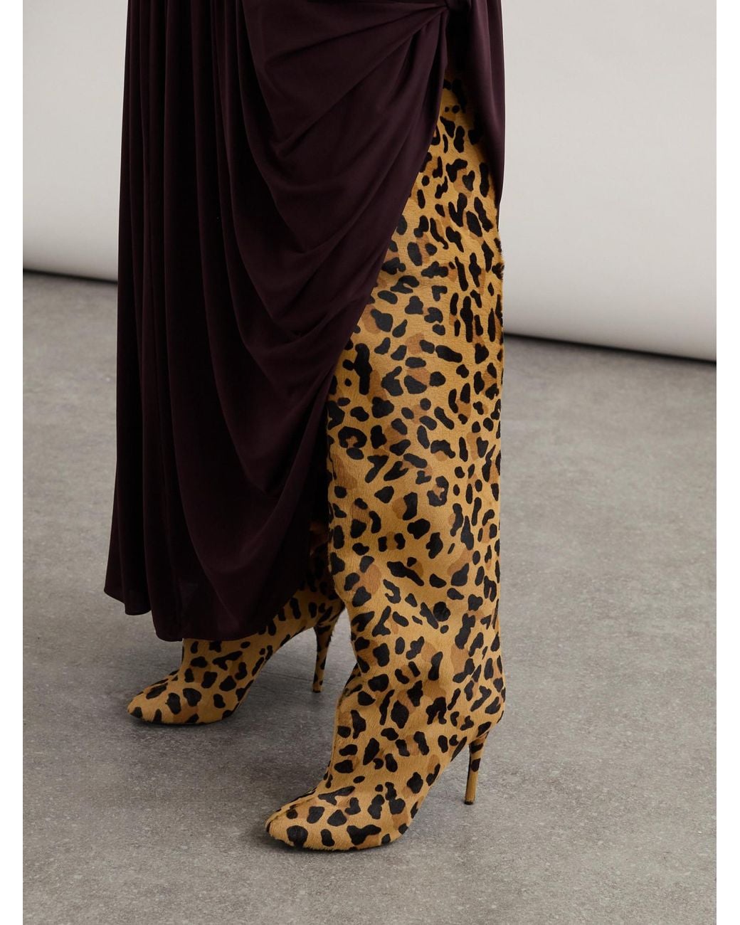 Alaïa Natural Leopard Print Over-The-Knee Boots