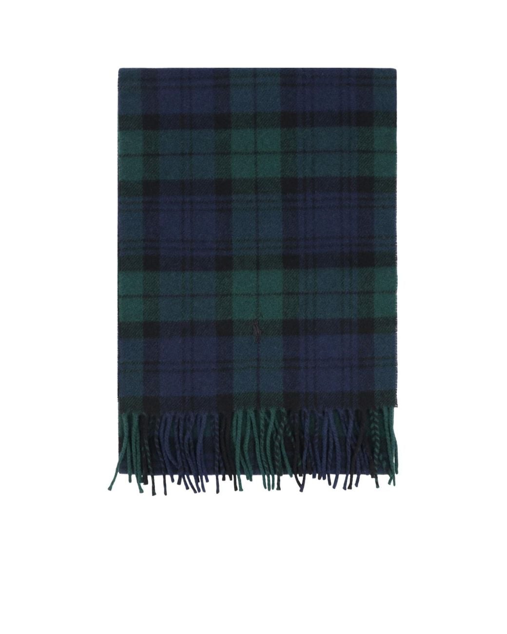 Polo Ralph Lauren Blue Fringed Edge Checked Scarf for men
