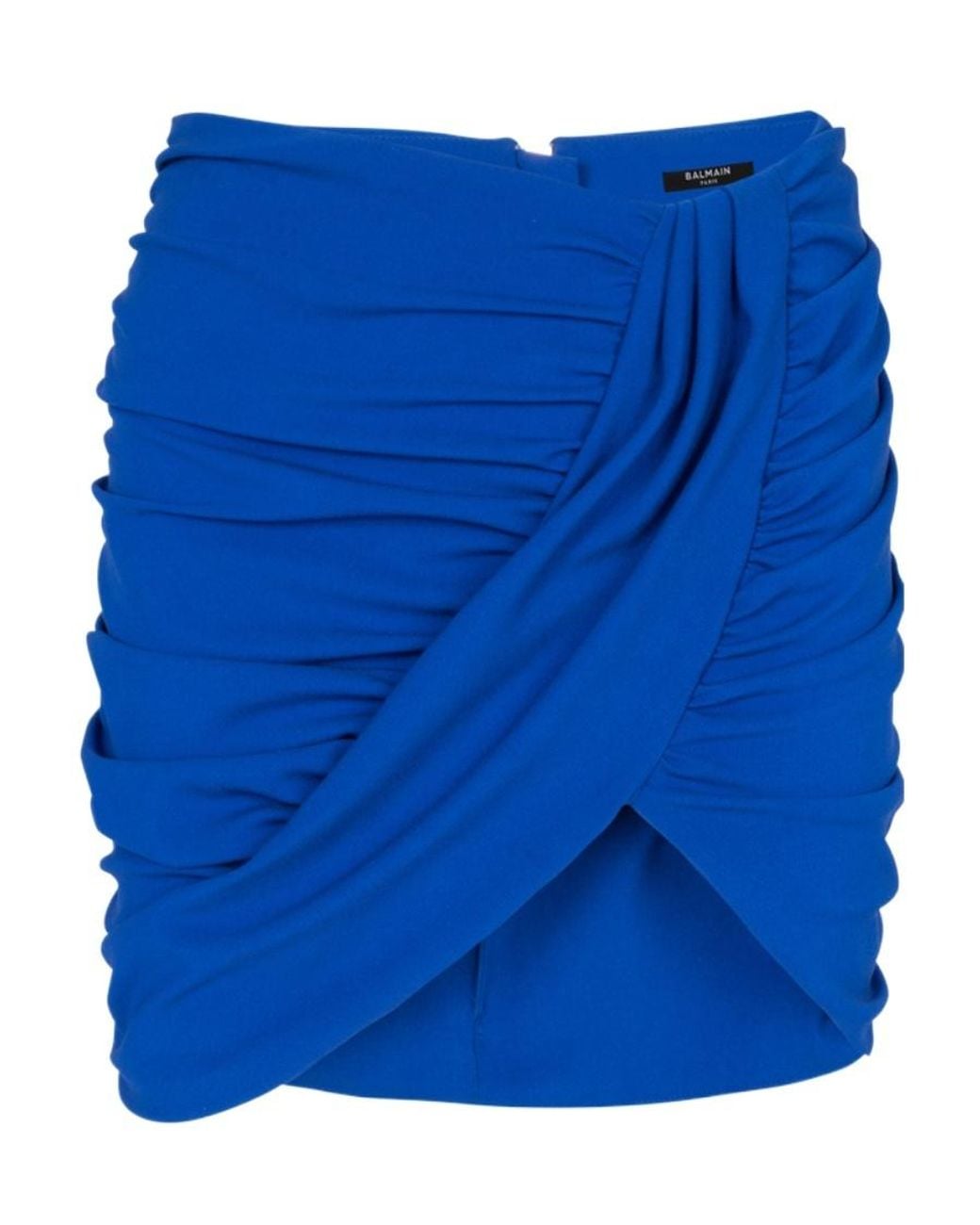 Balmain Blue Draped Jersey Skirt