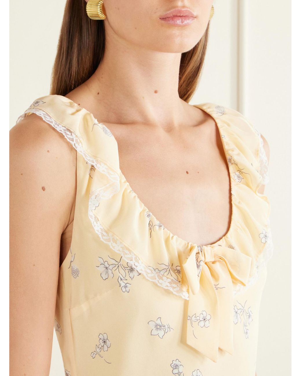 Alessandra Rich Natural Silk-Satin Midi Dress