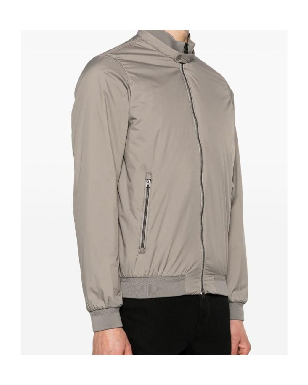 Herno Gray Zip-Up Bomber Jacket for men