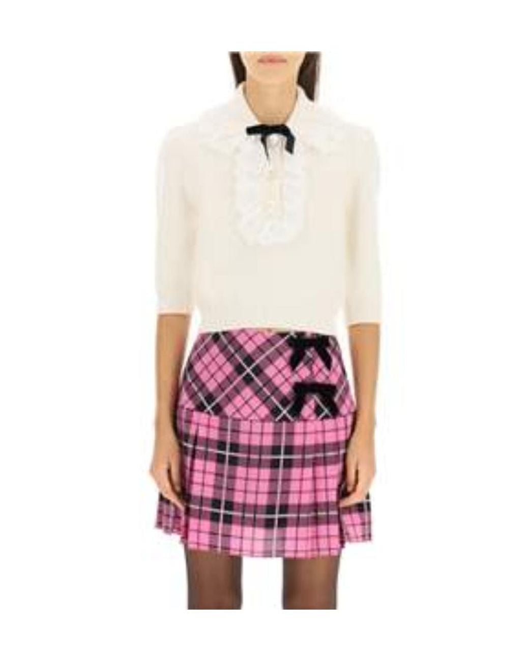 Alessandra Rich White Lace-Detail Knitted Top