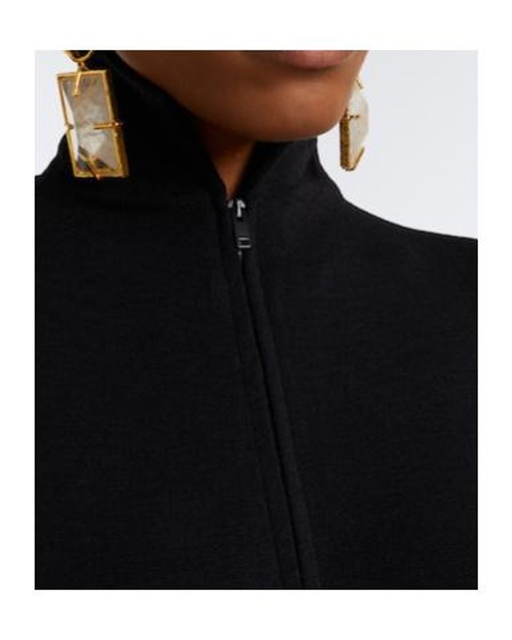 Mugler Black Turtleneck Wool-Blend Jersey Maxi Dress