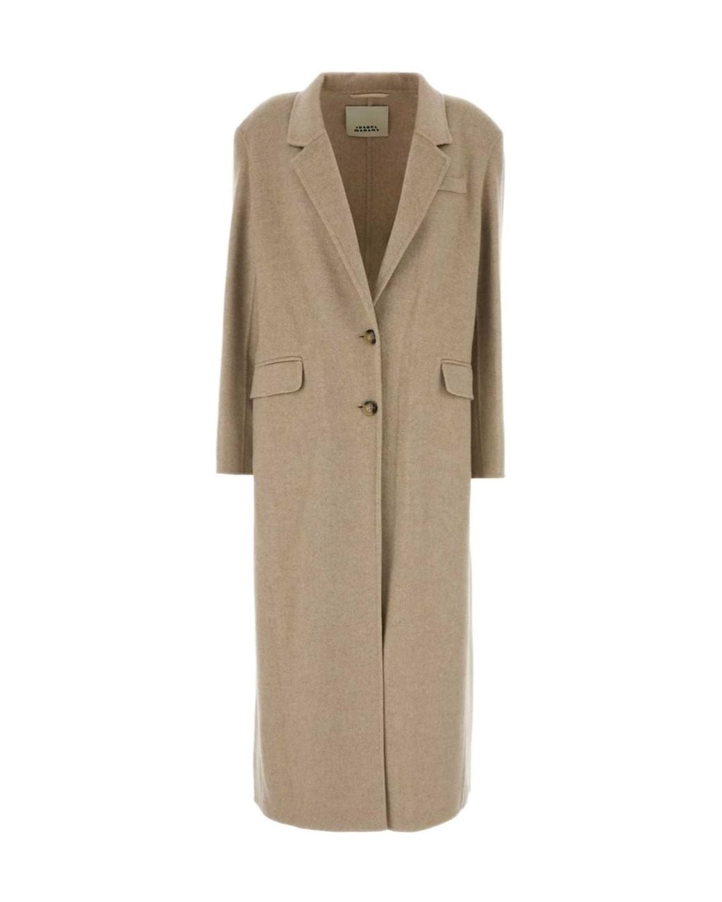 Isabel Marant Natural Clesa Long Single-Breasted Coat