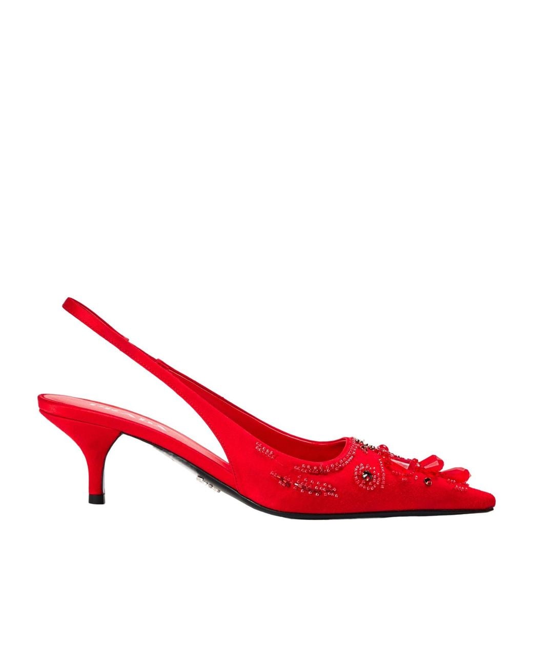 Prada Red Slingback Kittenheel Pump