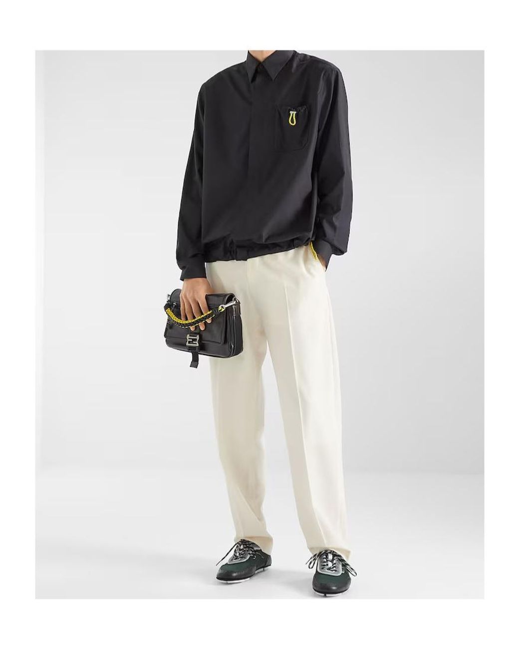 Fendi Black Flux Buckle Messenger Bag for men