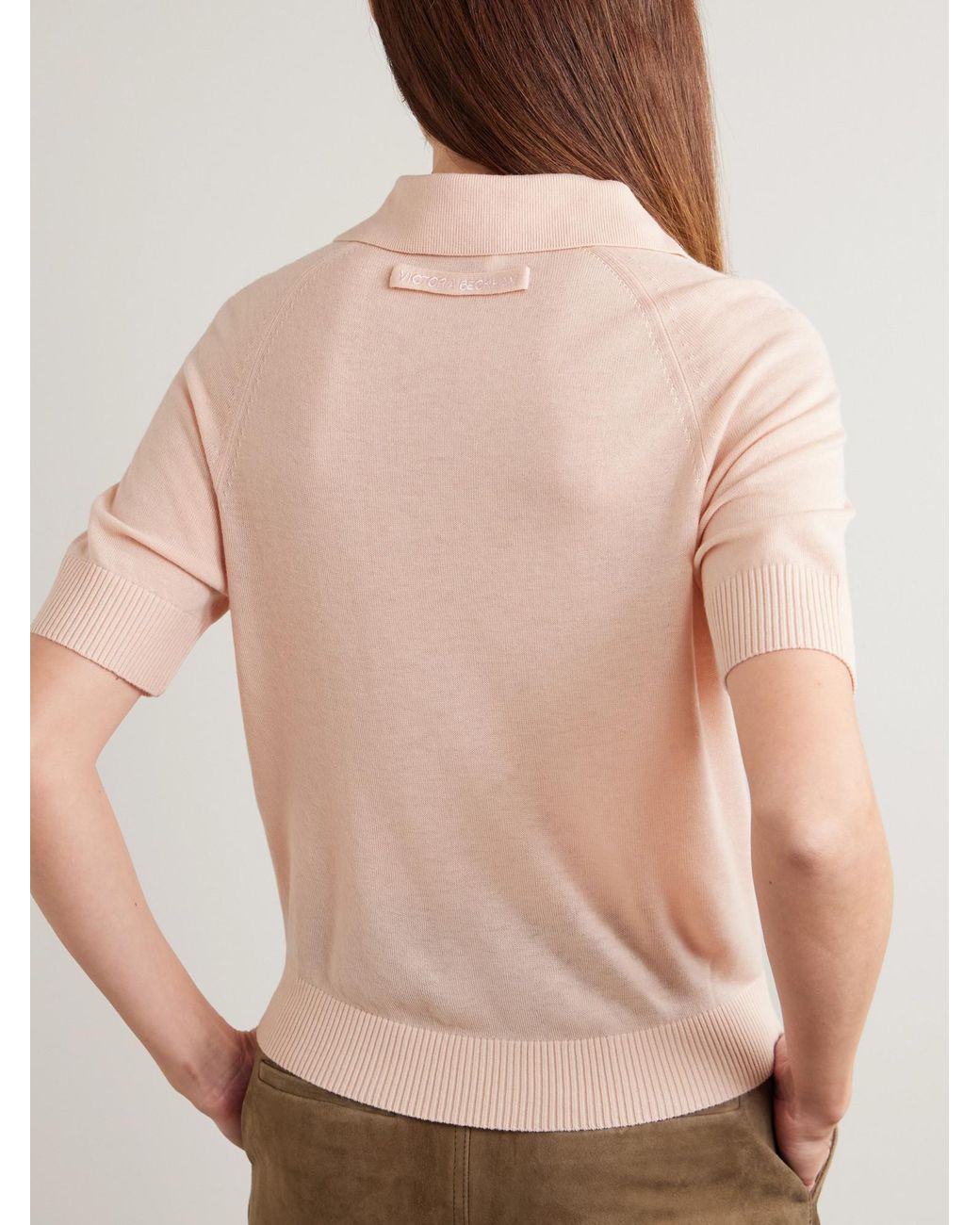 Victoria Beckham Natural Wool Polo Shirt