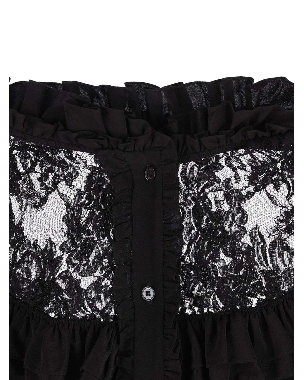 Chloé Black Chloé High-Neck Laced Ruffled Blouse