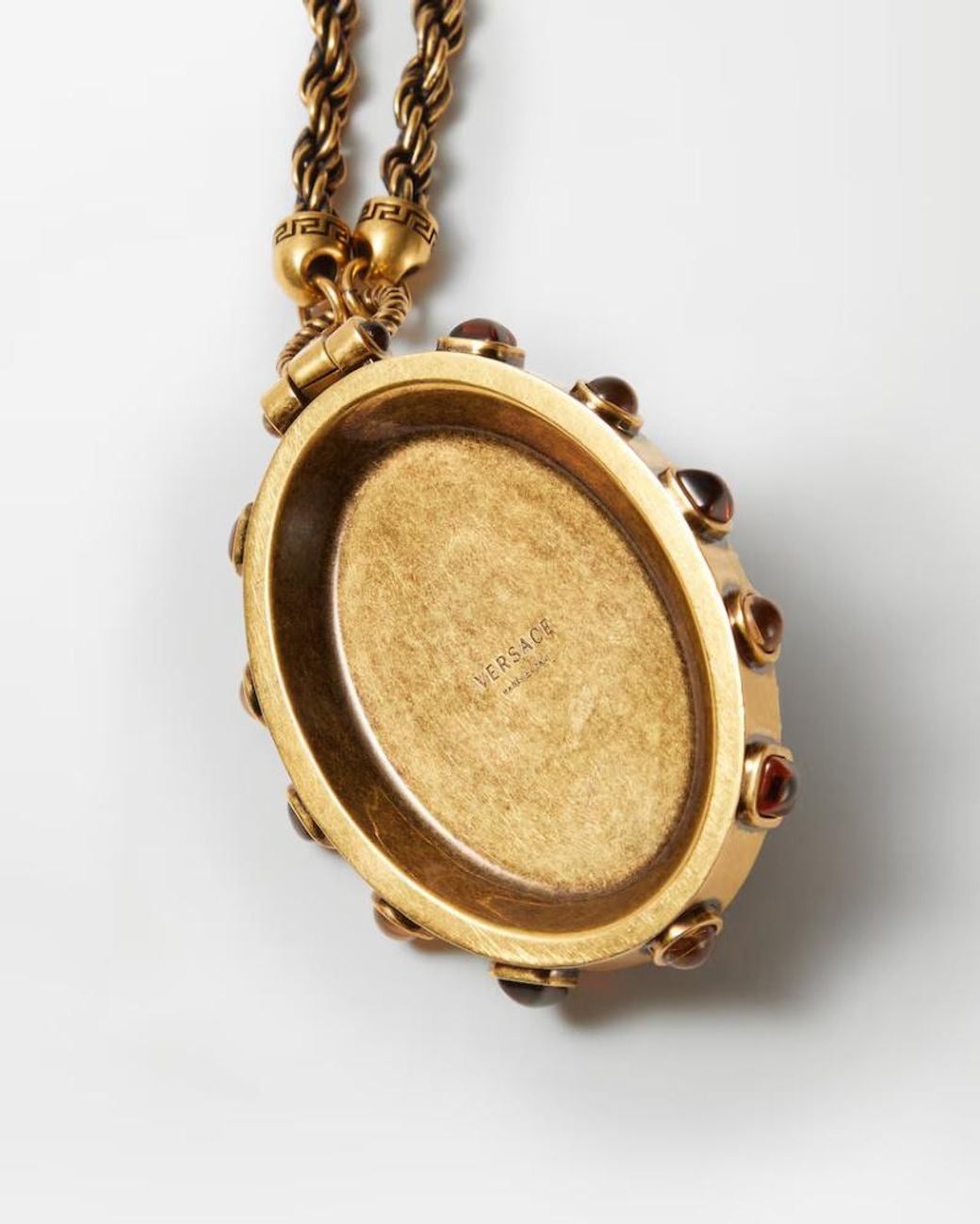 Versace White Oval Pendant Long Necklace for men