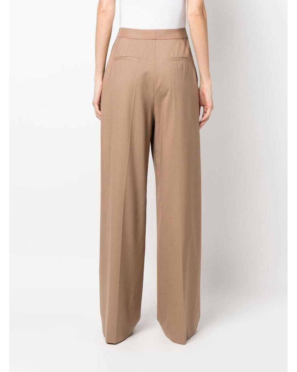 Fabiana Filippi Natural Wide-Leg Pleat Detailed Trousers