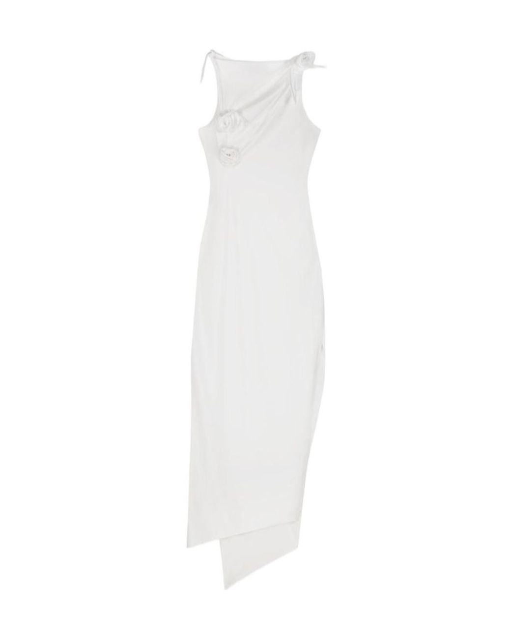 Coperni White Flower-Detailed Sleeveless Midi Dress