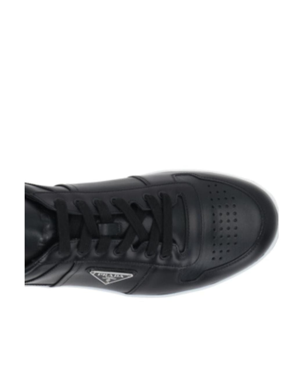 Prada Black Downtown Enamel-Triangle Logo Sneakers for men