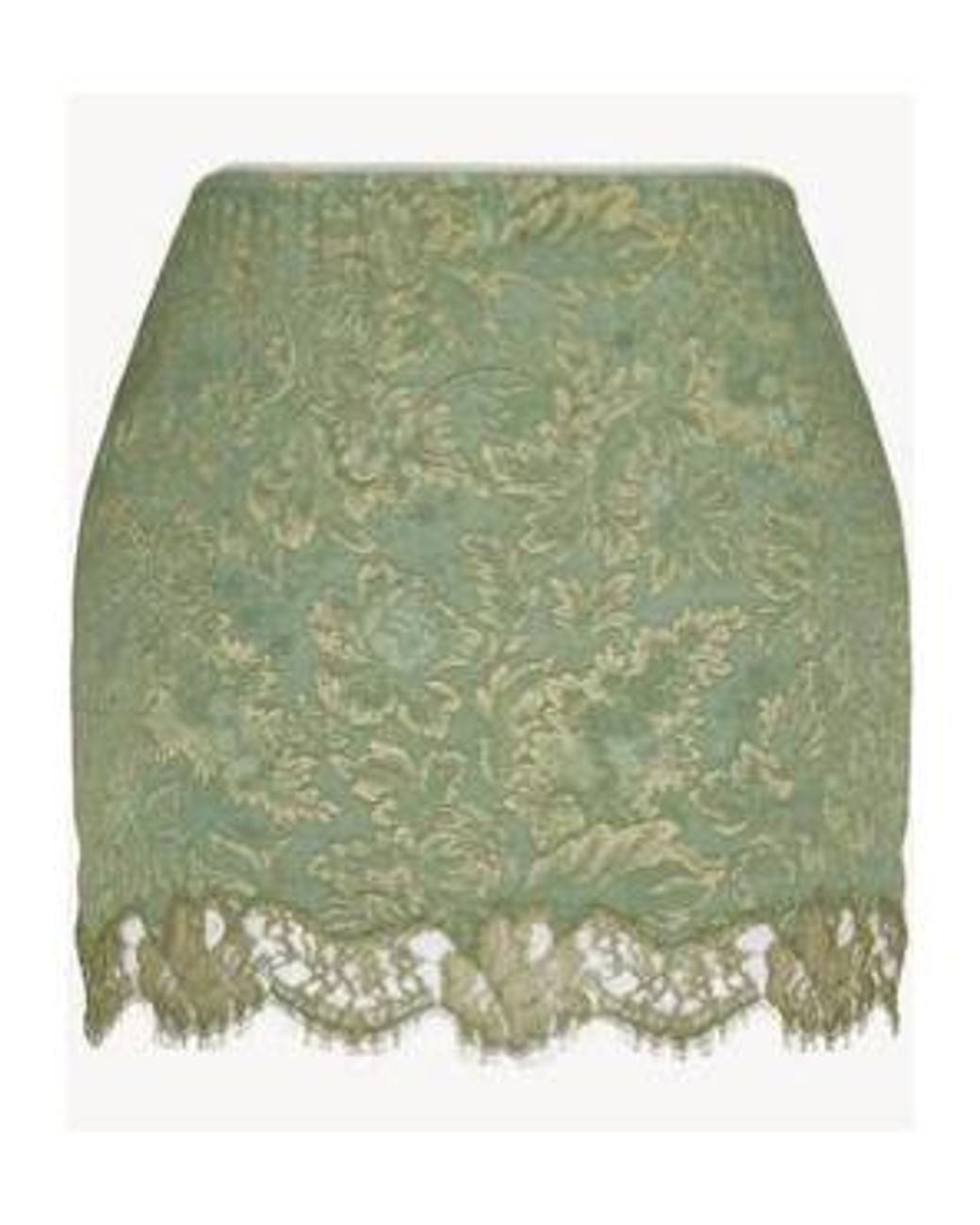 Saint Laurent Green Baroque Lace Mini Skirt