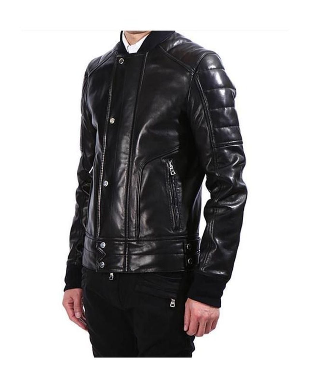 Balmain Black Leather Jacket for men