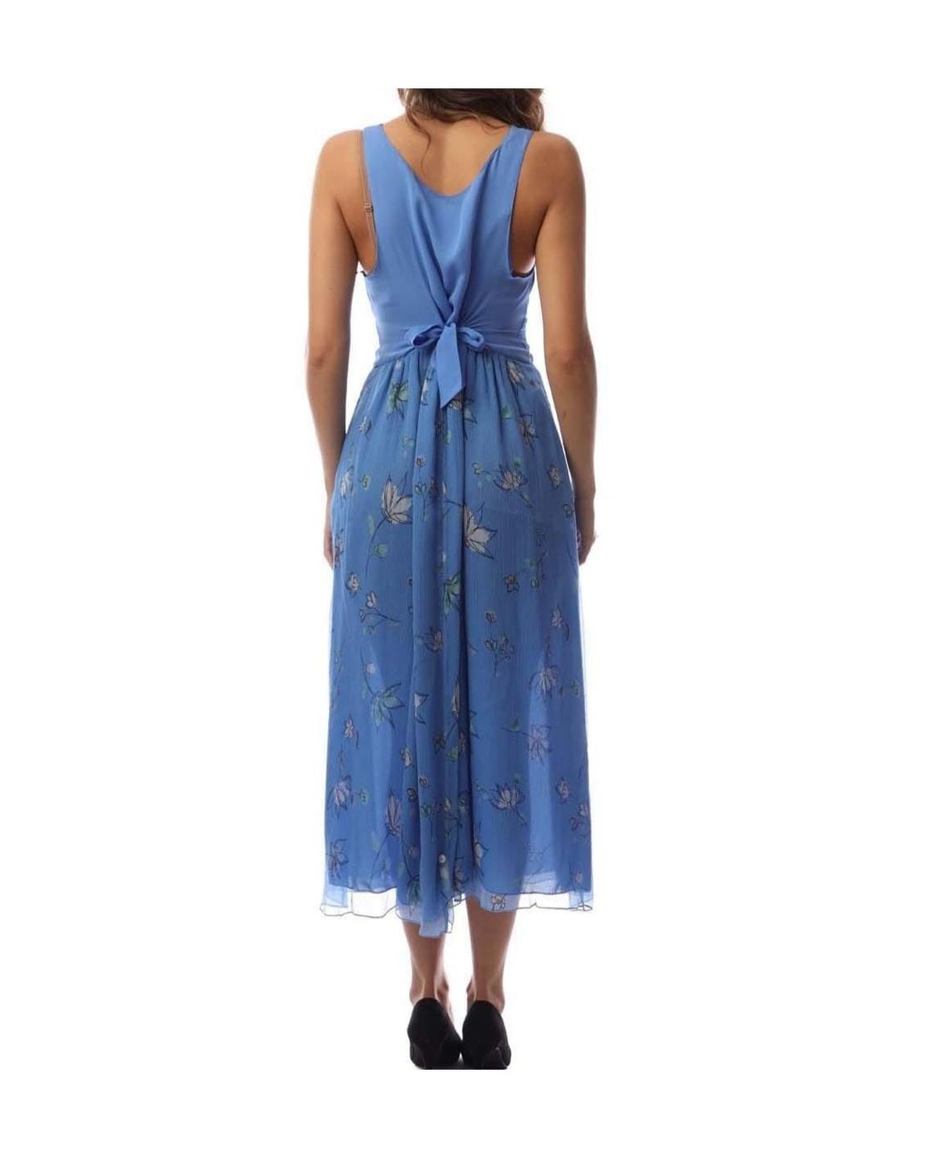 Emporio Armani Blue Sleeveless Roundneck Midi Dress