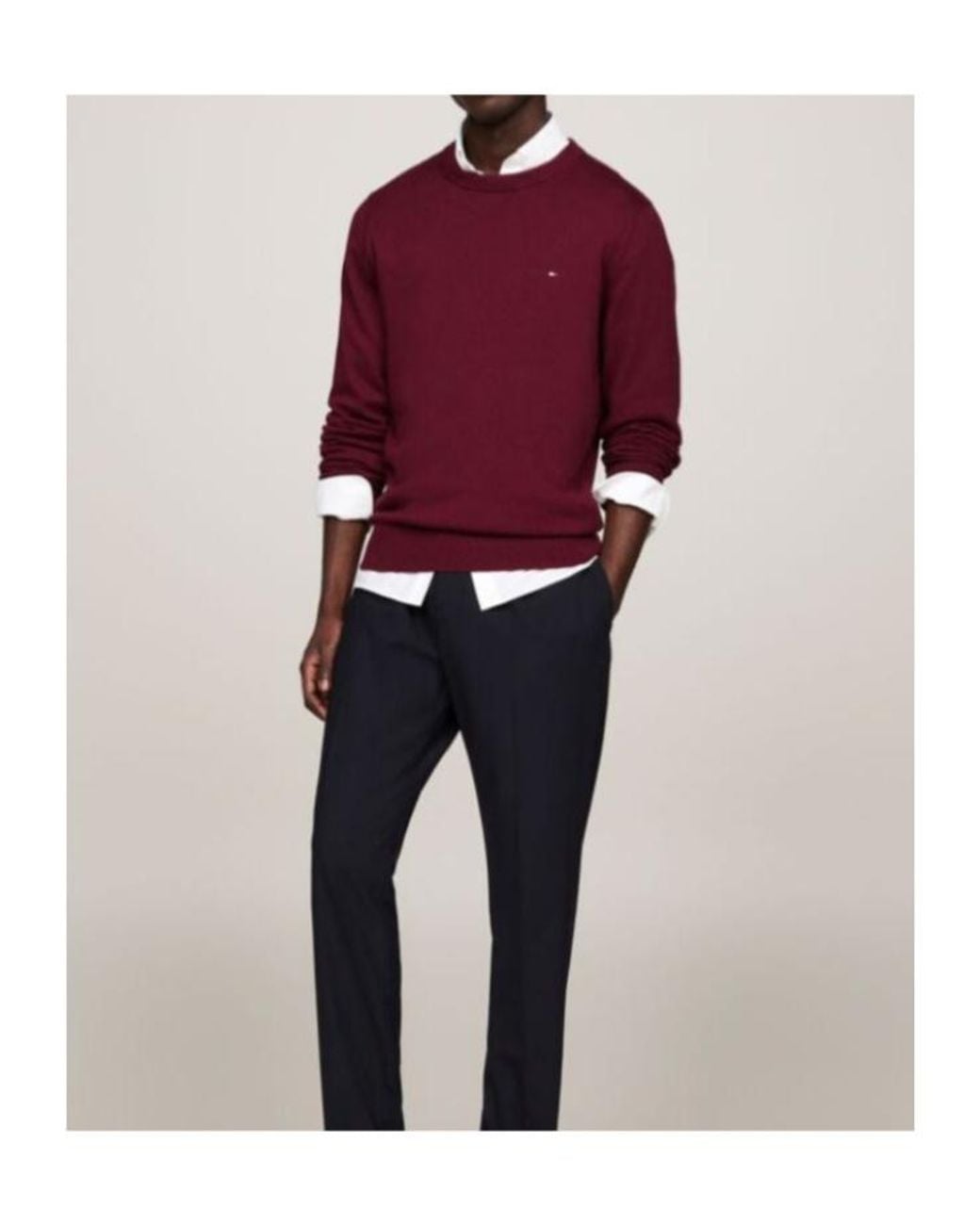 Tommy Hilfiger Red Cotton Cashmere Crew Neck Jumper for men