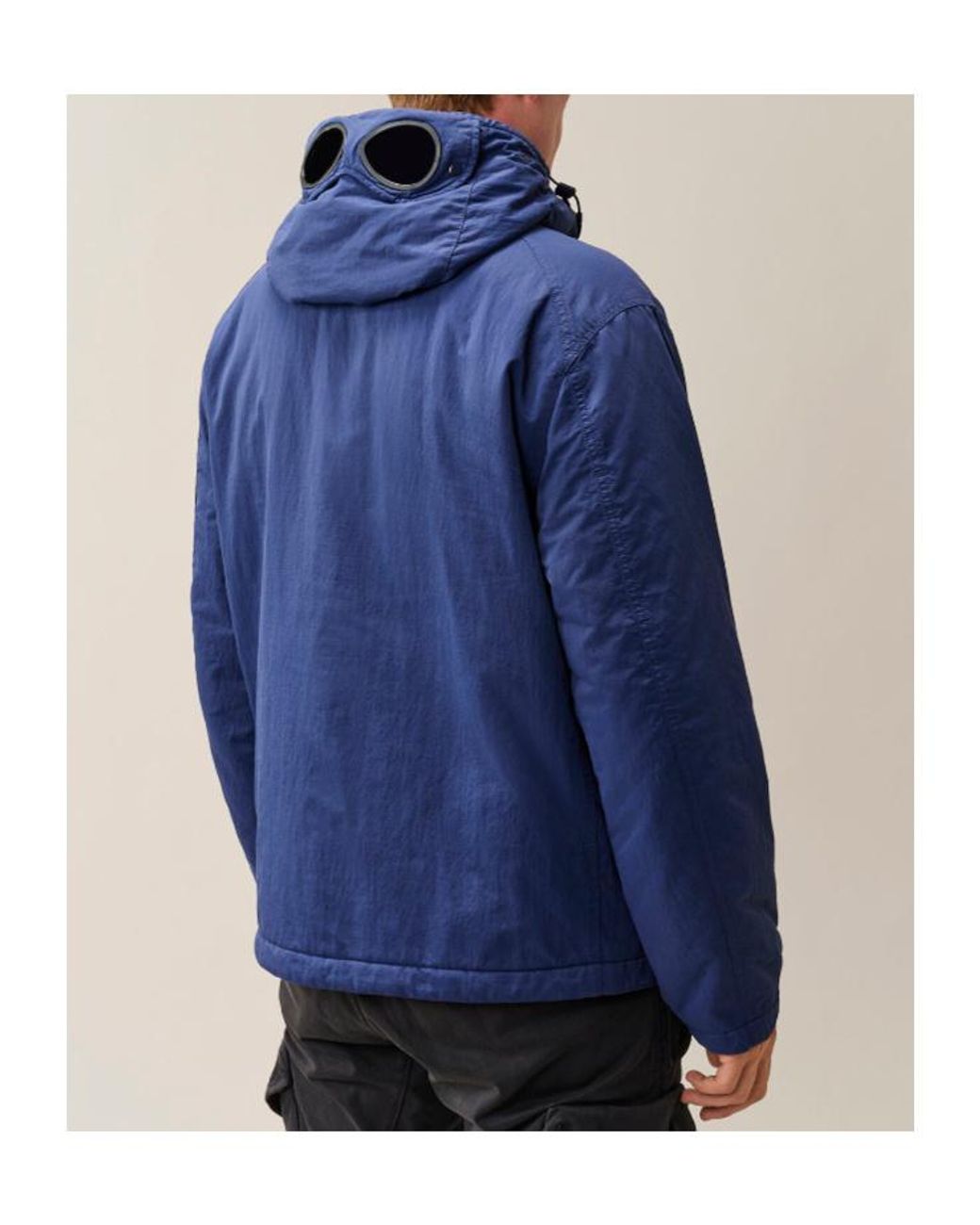C P Company Blue T-Flatt Goggle Hooded Jacket for men