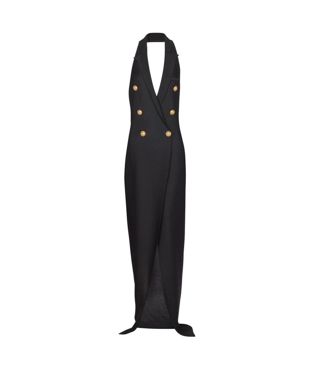 Balmain Black Long Halterneck Knit Dress