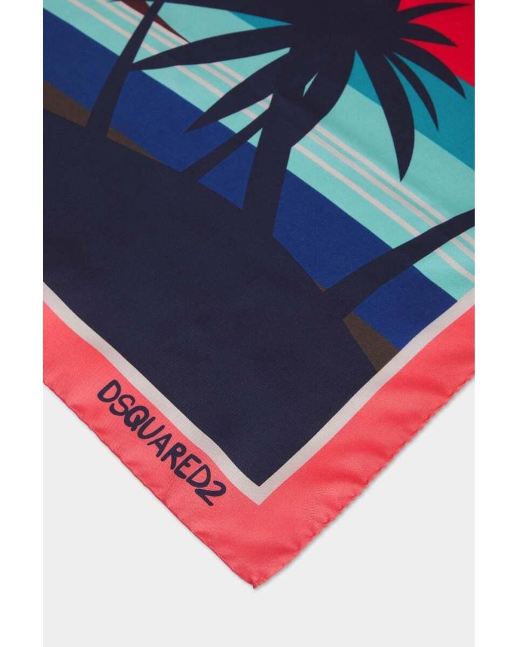 DSquared² Blue Tropical Print Square Scarf